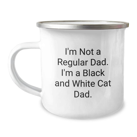 Funny Black and White Cat Dad Valentine's Gifts for Him, Gifts from Men to Family, Funny Camping Mug with Inspirational Quote, Unique Valentine's Gifts for Black and White Cat Lover - Image 1