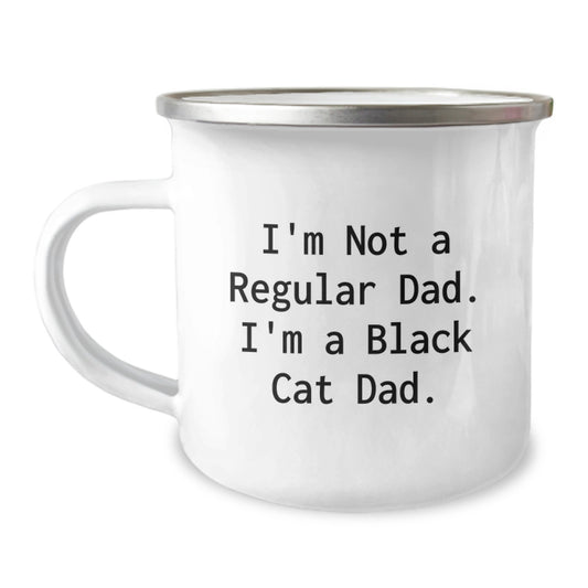 Funny Black Cat Dad Gifts from Men to Graduation Unique Gifts for Black Cat Lovers, Camping Mug, I'm Not a Regular Dad, I'm a Black Cat Dad - Image 1