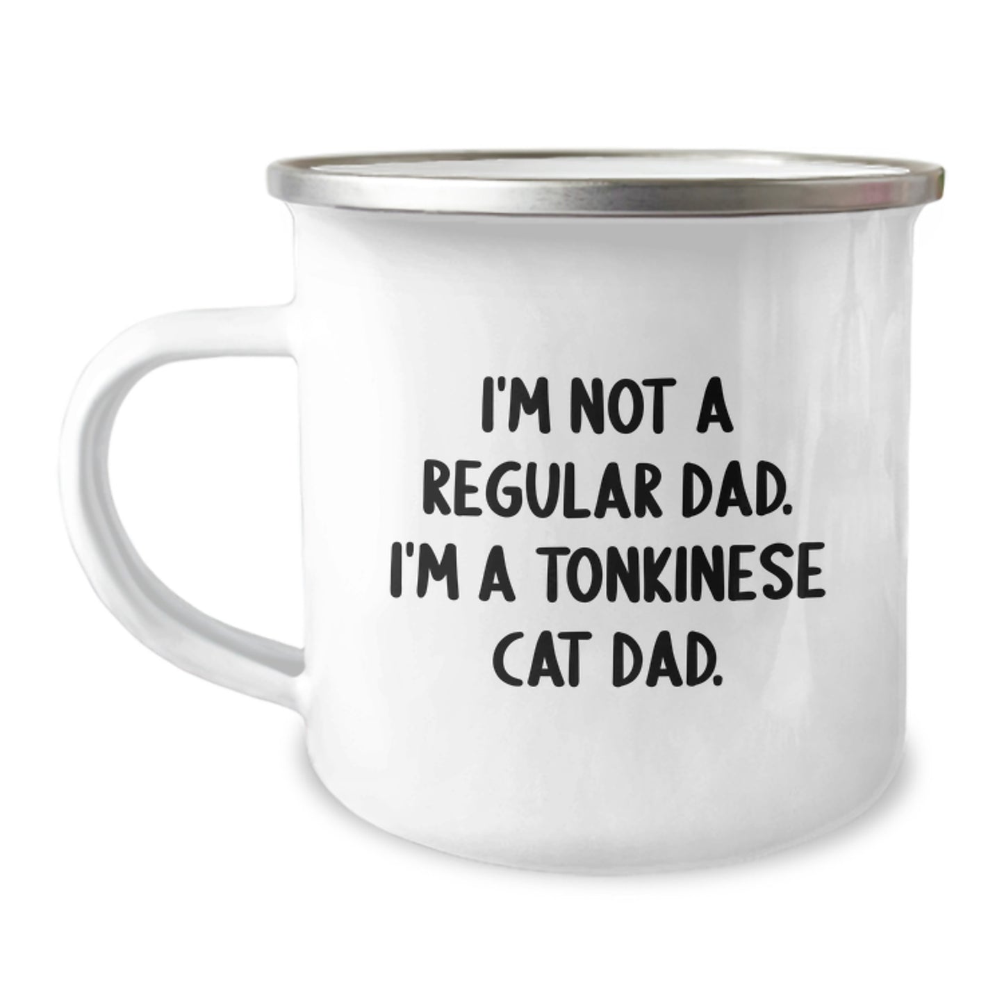 Tonkinese Cat Dad Camping Mug, Funny Graduation Unique Gifts for Men from Friends, 12oz Stainless Steel with Enamel Finish - Image 1