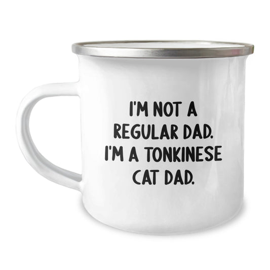 Tonkinese Cat Dad Camping Mug, Funny Graduation Unique Gifts for Men from Friends, 12oz Stainless Steel with Enamel Finish - Image 1