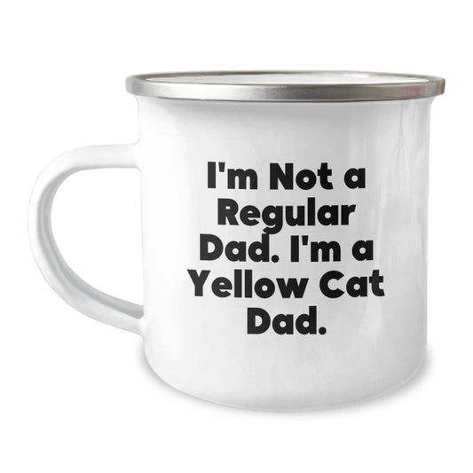 Funny Yellow Cat Gifts for Men, Yellow Cat Dad Graduation Unique Mug, 'I'm Not A Regular Dad. I'm A Yellow Cat Dad.' Camping Mug for Camping Lovers - Image 1
