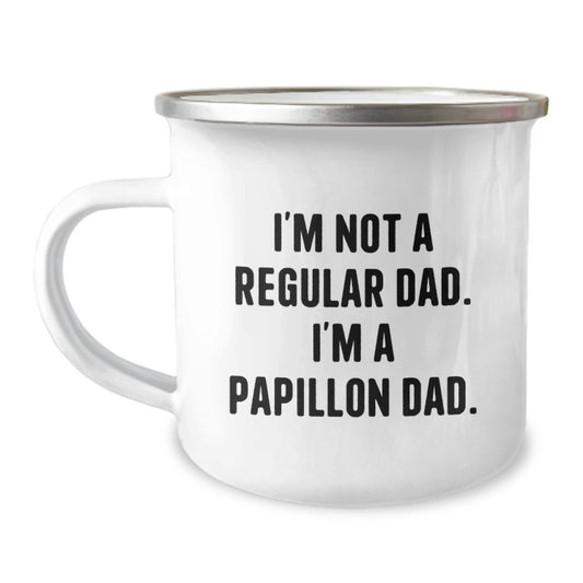 Funny Papillon Dog Gifts for Dad Camping Mug I'm Not A Regular Dad I'm A Papillon Dad Unique Graduation Gifts from Dad to Papillon Dog Lover Friends Family - Image 1