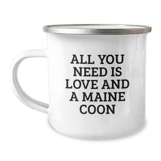 Funny Maine Coon Cat Gifts from Friends for Graduation Unique Gifts - All You Need Is Love And A Maine Coon Camping Mug - Image 1