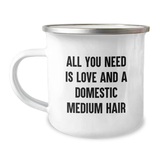 Funny Domestic Medium Hair Cat Camping Mug Gifts from Family for Graduation Unique - Image 1