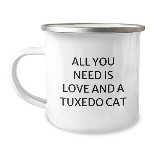 Tuxedo Cat Camping Mug, Funny Quote, Gifts for Men, Women, Friends, Coworkers, Valentine's Unique Gifts, Gifts from Family - Image 1
