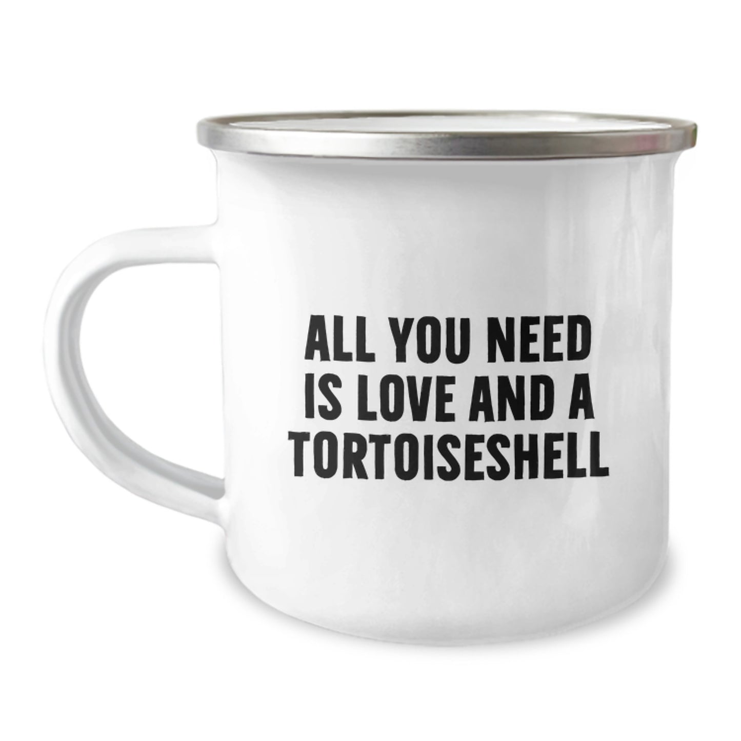 Funny Tortoiseshell Cat Gifts for Graduation Unique Presents from Friends or Family Members - All You Need Is Love And A Tortoiseshell Camping Mug - Image 1