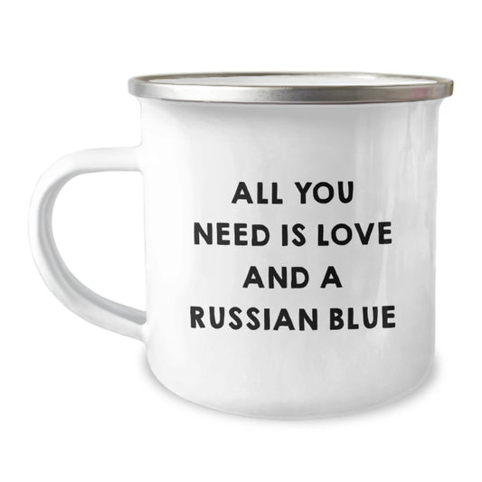 Russian Blue Cat Lover Gifts for Friends Family, Funny Camping Mug for Graduation Unique Gifts from Men Women - Image 1