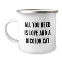 Load image into Gallery viewer, Bicolor Cat Camping Mug, Funny Quote, Gifts from Men to Bicolor Cat Lovers, Perfect for Valentine's - Image 1
