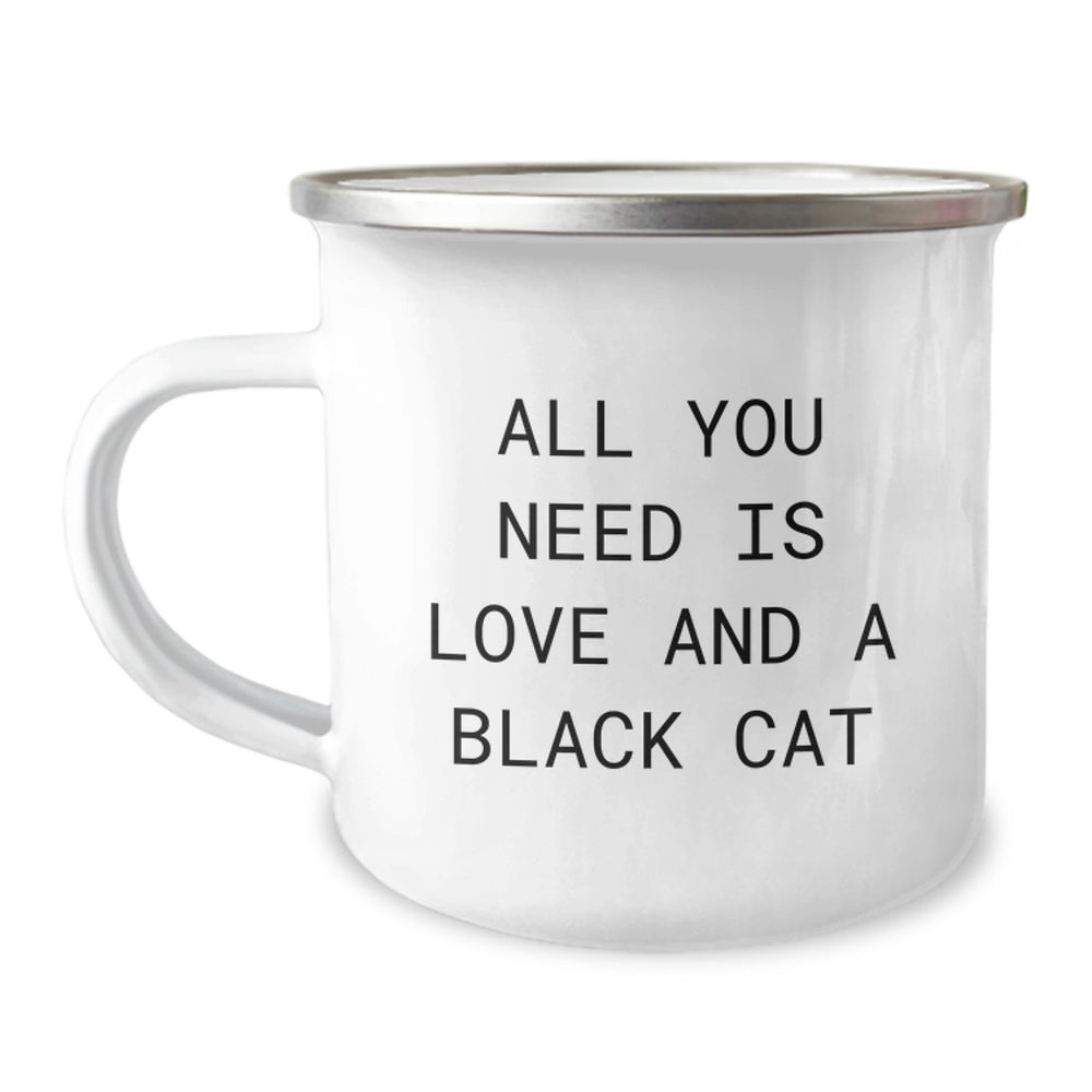 Funny Black Cat Camping Mug, Gifts from Friends for Family and Black Cat Lovers, Christmas Unique Gifts - Image 1