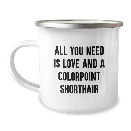 Funny Colorpoint Shorthair Cat Gifts from Family, Perfect Graduation Unique Gifts for Colorpoint Shorthair Cat Lovers, Enamel Camping Mug - Image 1
