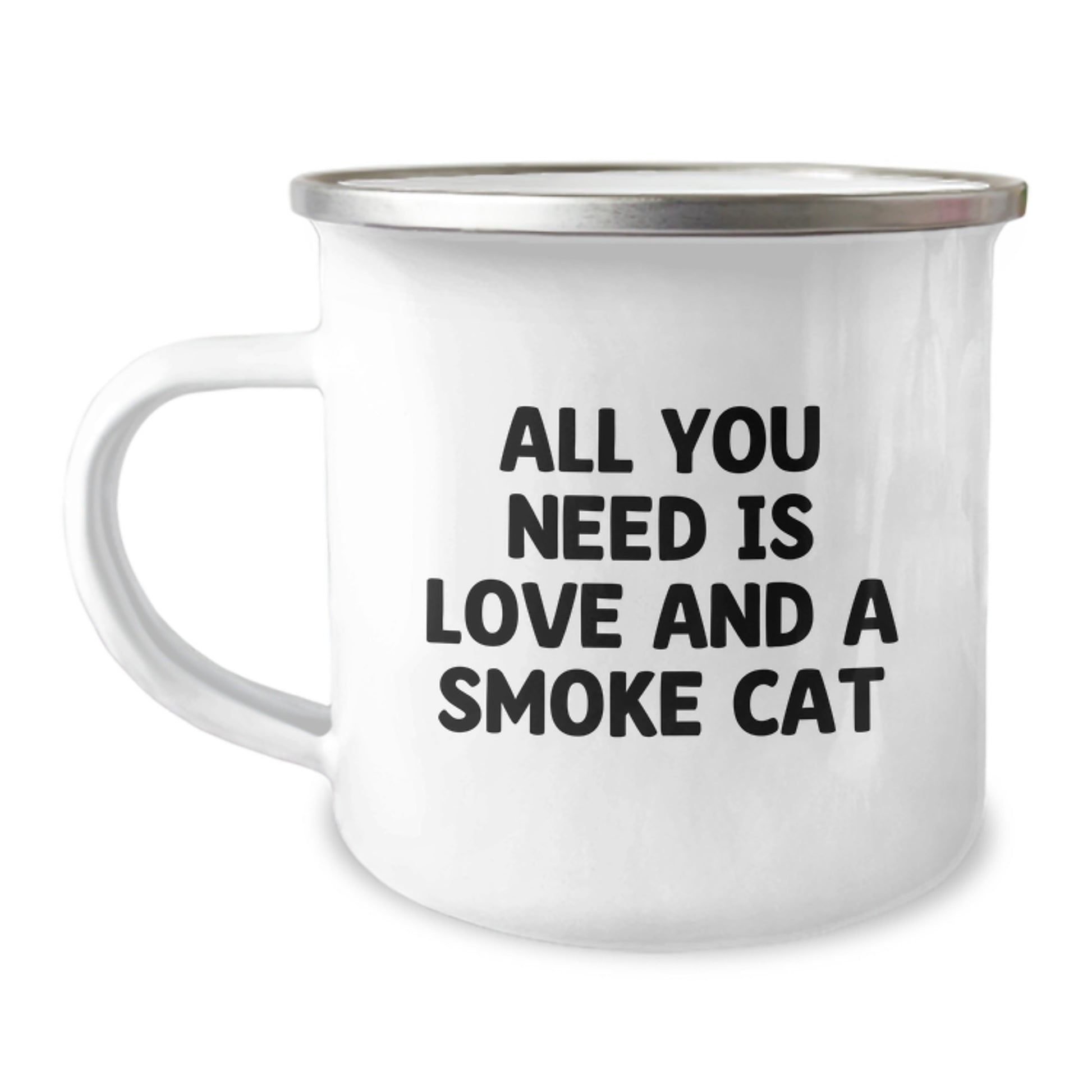Funny Smoke Cat Camping Mug, Gift for Smoke Cat Lover on Valentine's, Unique Valentine's Unique Gifts from Friends to Smoke Cat Enthusiasts - Image 1