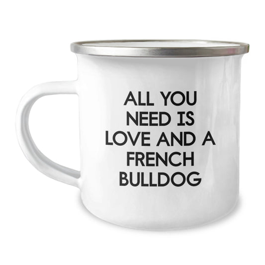 Funny French Bulldog Gifts from Family - Cute Camping Mug for Guys Who Love Love and French Bulldogs, Perfect Graduation Unique Gifts for French Bulldog Lovers - Image 1