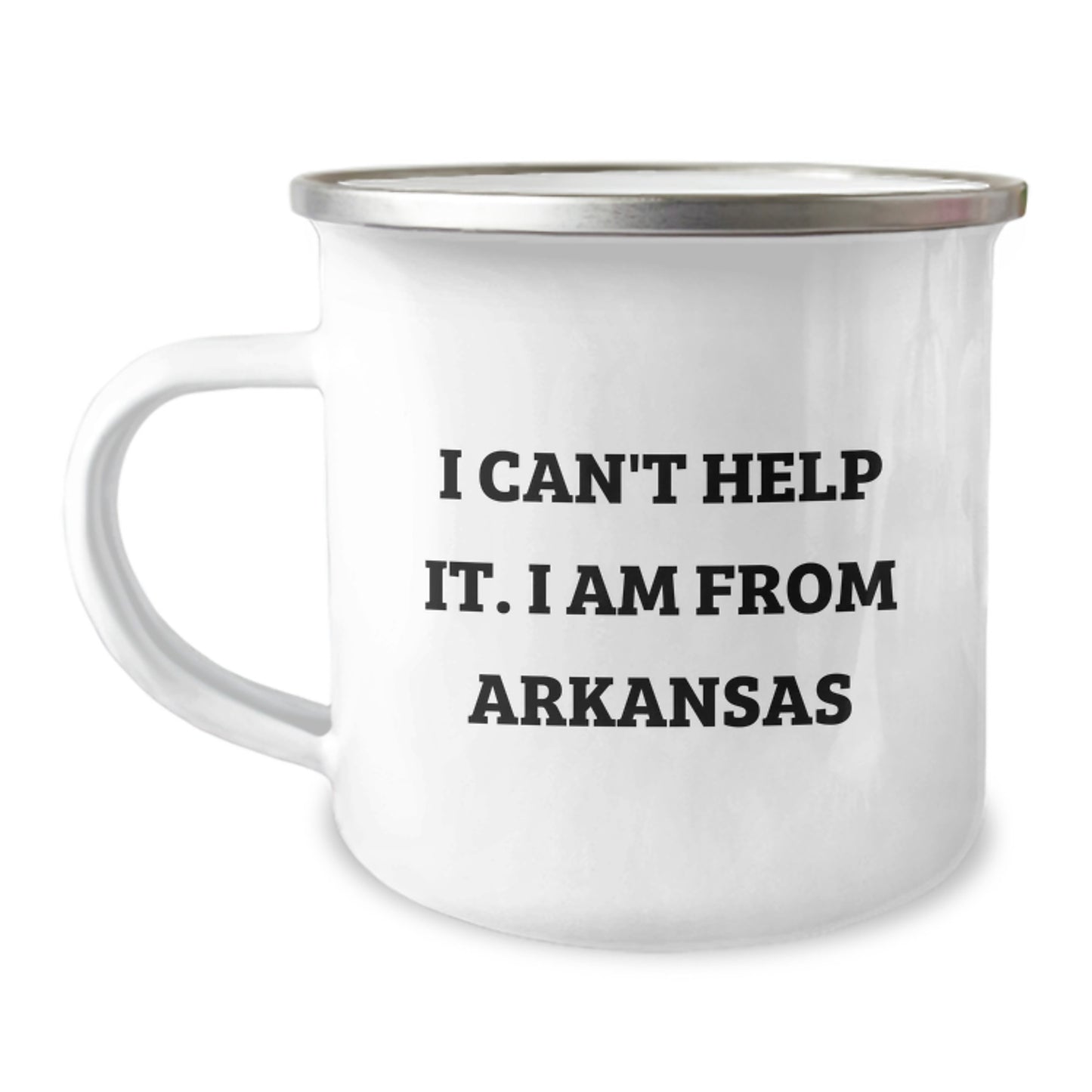 Funny Arkansas Gifts from Friends and Family for Graduation Unique - I'm From Arkansas Camping Mug, 12 oz Stainless Steel Enamel - Image 1