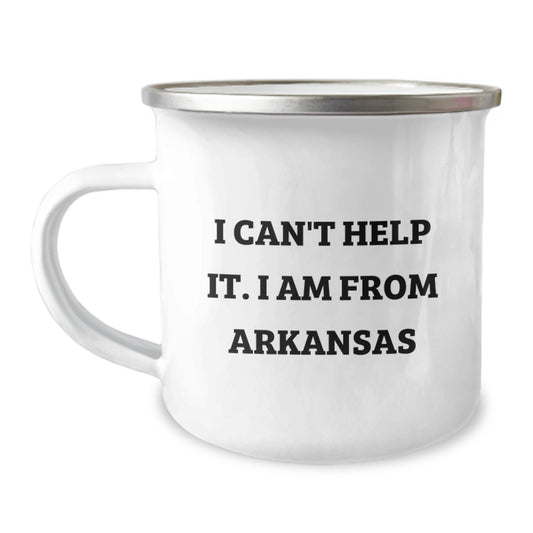 Funny Arkansas Gifts from Friends and Family for Graduation Unique - I'm From Arkansas Camping Mug, 12 oz Stainless Steel Enamel - Image 1