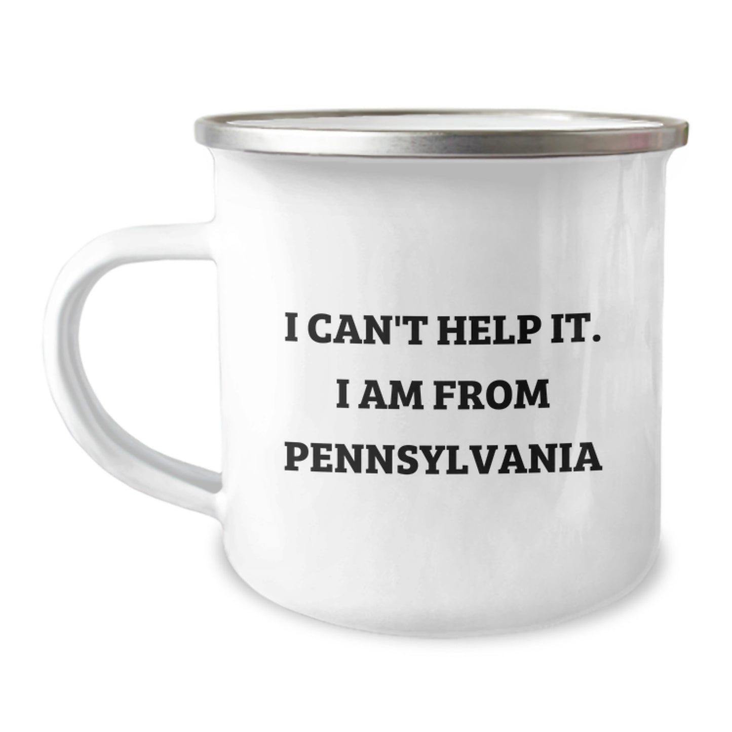 Pennsylvania Camping Mug Gifts for Men from Friends with Funny Quote I Can't Help It - Image 1