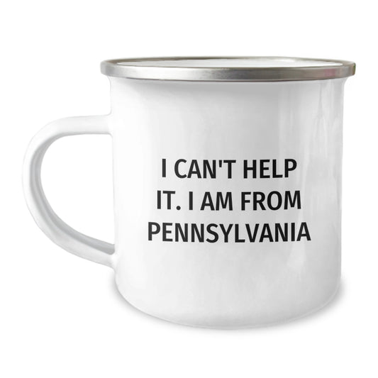 Funny Pennsylvania Gifts for Men from Family and Friends - 'I Can't Help It. I Am From Pennsylvania' Engraved Camping Mug for Graduation Unique Gifts - Image 1