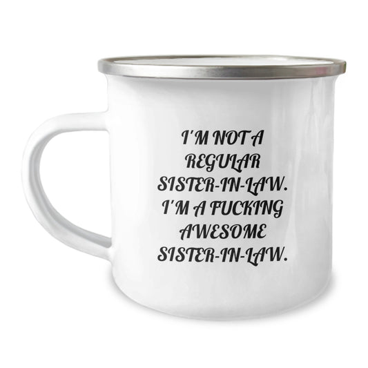 Funny Sister-in-law Gifts from Men, Unique Graduation Unique Gifts for Sister-in-law, Funny Sister-in-law Camping Mug - Image 1