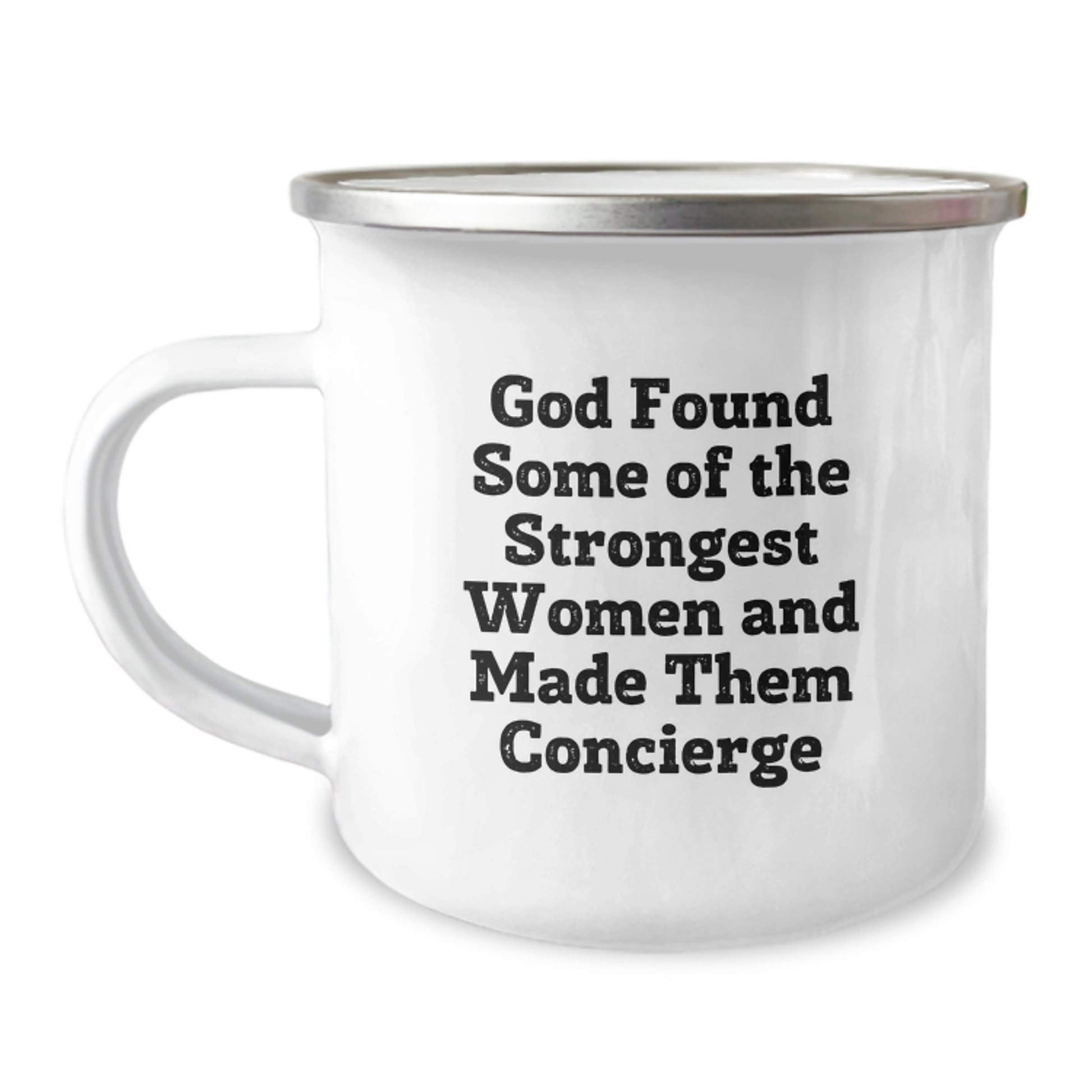 Funny Concierge Gifts for Her, Graduation Unique Gifts from Friends, Women Camping Mug with God Found Quote - 12 oz Stainless Steel - Image 1