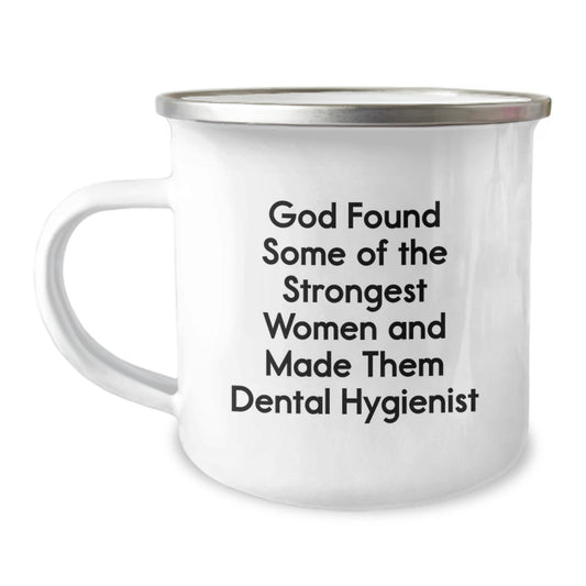 Funny Dental Hygienist Gifts from Friends and Family - God Found Strong Women Mugs for Graduation, Unique Camping Mug for Dental Hygienist, Funny Quote - Image 1