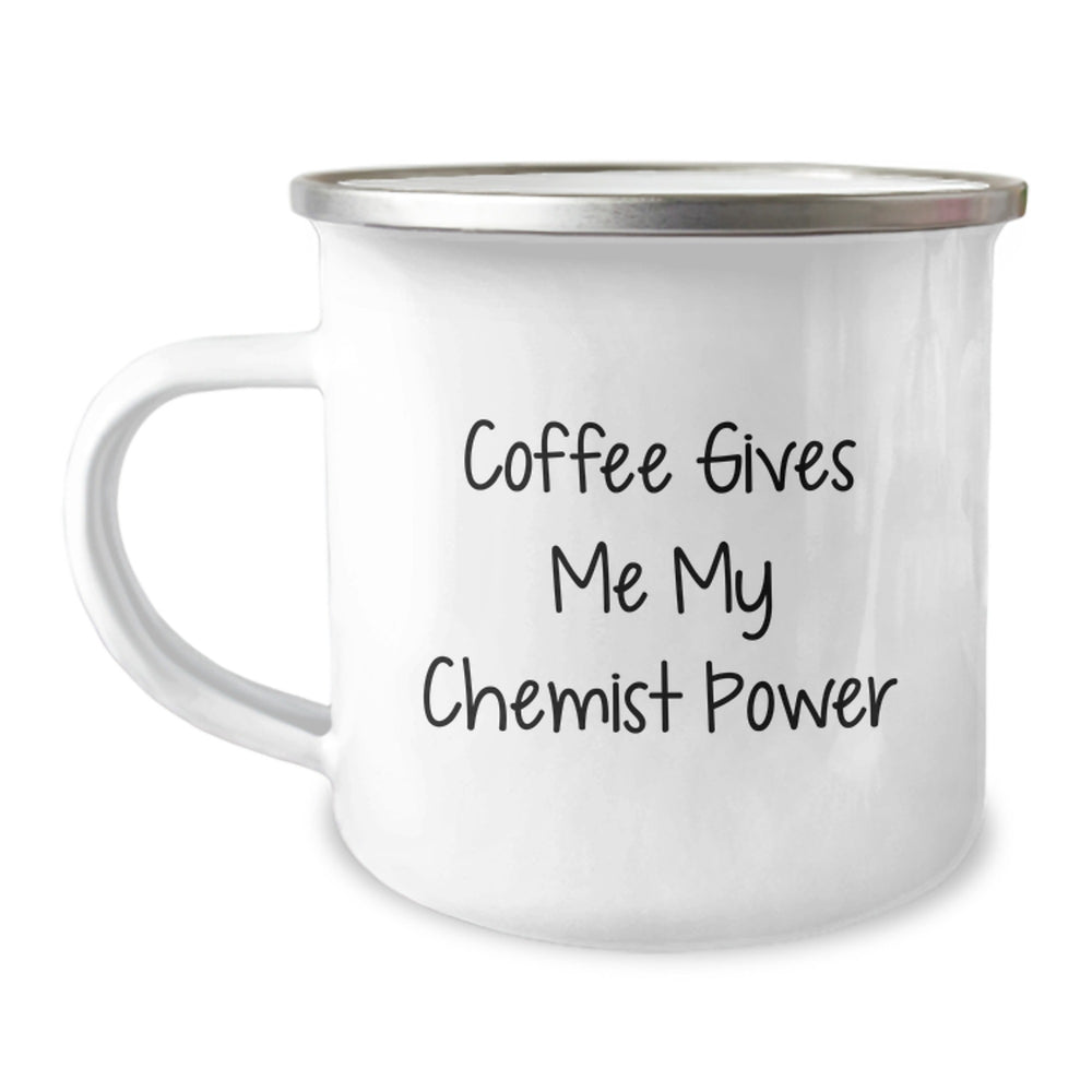 Chemist Gifts from Friends, Funny Camping Mug, Christmas Unique Ideas for Chemist Men, Coffee Gives Me My Chemist Power - Image 1