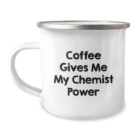 Funny Chemist Camping Mug Gifts from Men to Women Friends Coworkers and Family - Coffee Gives Me My Chemist Power Christmas Unique Gifts - Image 1