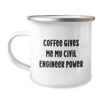 Load image into Gallery viewer, Civil Engineer Christmas Unique Gifts from Men to Friends - Coffee Gives Me Power - Funny Camping Mug - Image 1
