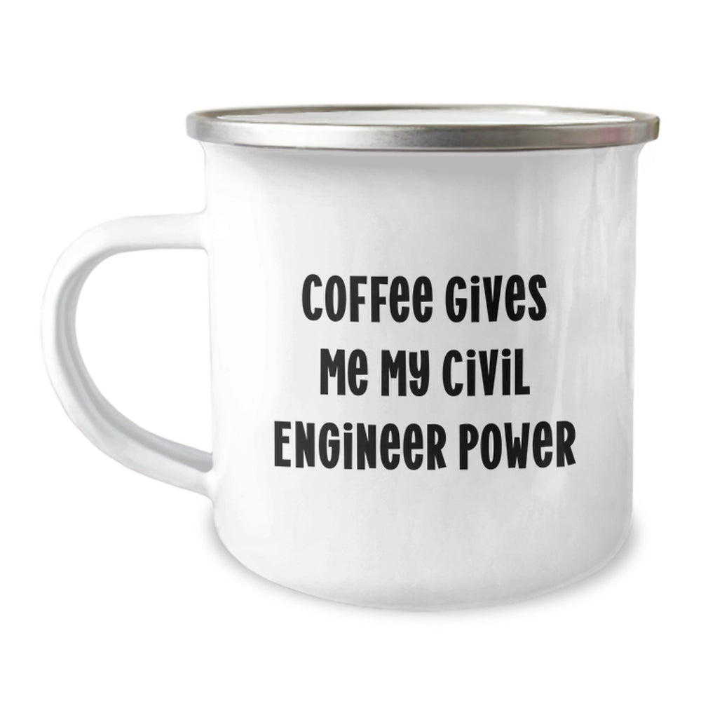 Civil Engineer Christmas Unique Gifts from Men to Friends - Coffee Gives Me Power - Funny Camping Mug - Image 1