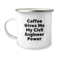 Load image into Gallery viewer, Funny Civil Engineer Gifts from Friends, Christmas Unique Mugs for Civil Engineer Men, Camping Mug with Coffee Gives Me My Civil Engineer Power - Image 1
