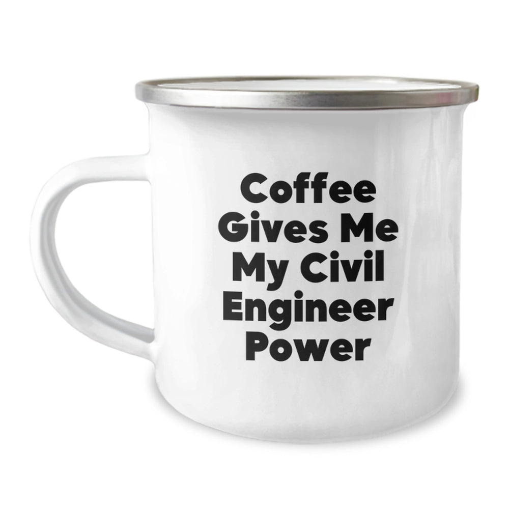Funny Civil Engineer Gifts from Friends, Christmas Unique Mugs for Civil Engineer Men, Camping Mug with Coffee Gives Me My Civil Engineer Power - Image 1