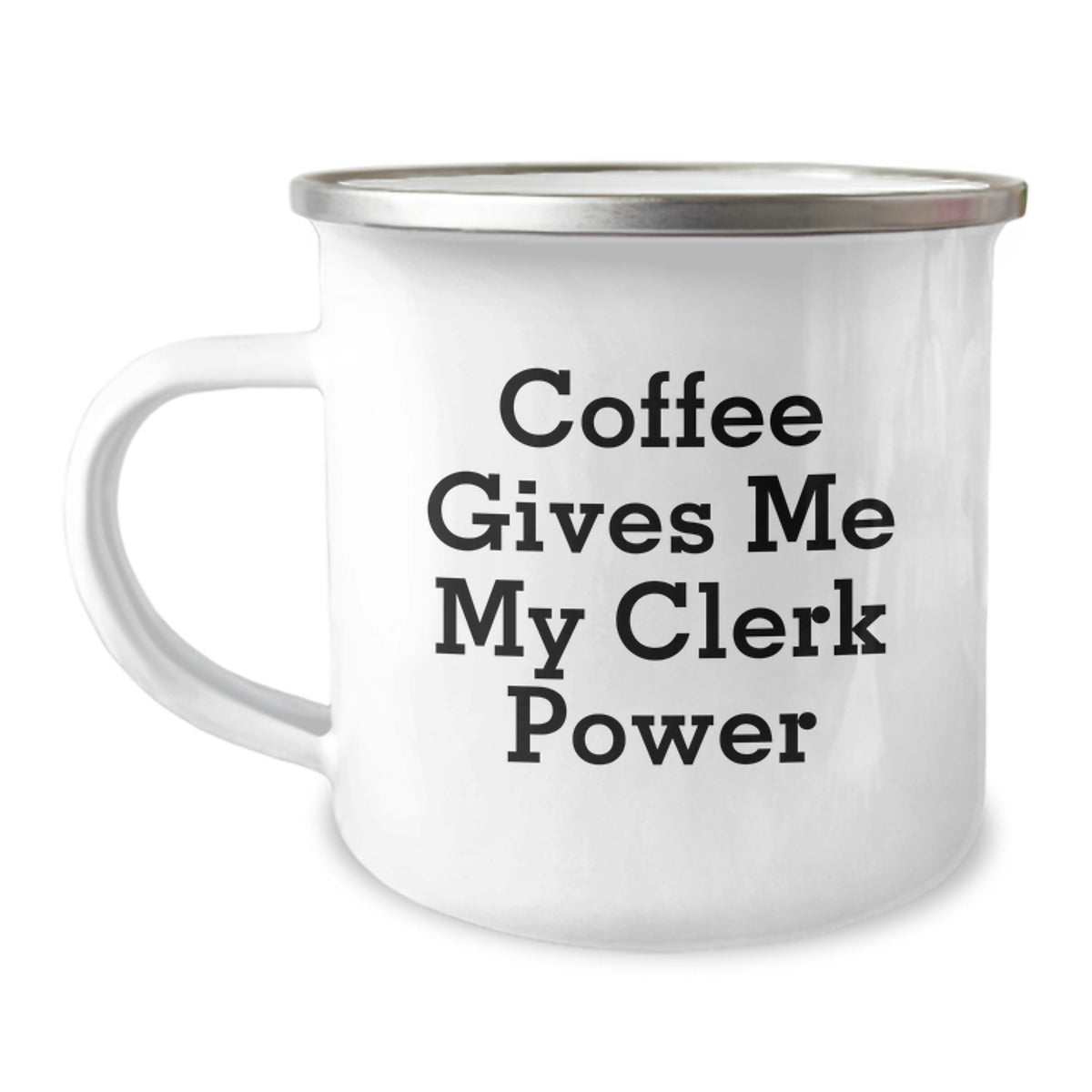 Funny Clerk Camping Mugs Gifts from Friends for Men - Christmas Unique Gifts with 'Coffee Gives Me My Clerk Power' Quote - Image 1