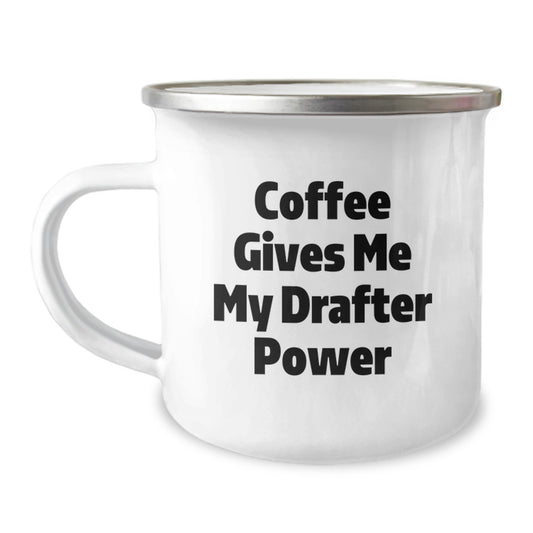 Funny Drafter Gifts for Him, 'Coffee Gives Me My Drafter Power' Camping Mug for Graduation Unique Gifts from Family - Image 1