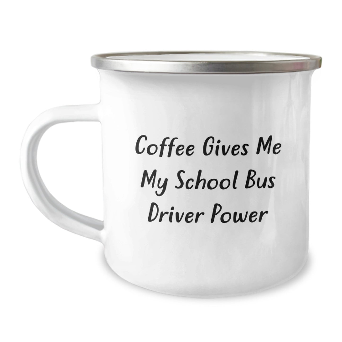 Funny School Bus Driver Gifts for Christmas - 'Coffee Gives Me My School Bus Driver Power' Camping Mug - Unique Present for School Bus Driver Friends and Family - Gifts from Friends - Image 1