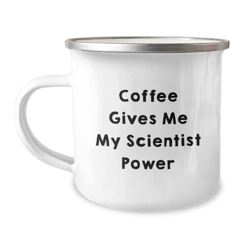 Funny Scientist Camping Mug - Gifts for Him - Christmas Unique Gifts from Friends - 'Coffee Gives Me My Scientist Power' - Image 1
