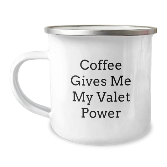 Valet Power Gifts - Funny Camping Mug for Valet Graduation Unique Gifts, Funny 'Coffee Gives Me My Valet Power' Men Gifts from Friends, Family, Coworkers - Image 1