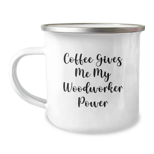 Handmade Gifts for Woodworker Men from Friends and Family - Coffee Gives Me Power Mug for Camping Lover Graduation Unique - Image 1