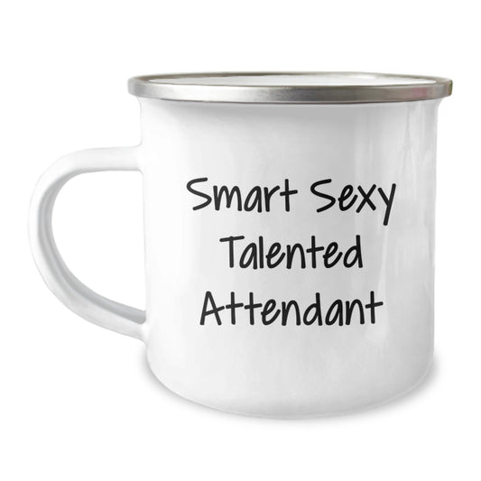 Gifts for Attendant - Smart Sexy Talented Attendant Funny Quote Camping Mug, Stainless Steel with Enamel Finish - Gifts from Family and Friends on Valentine's - Image 1