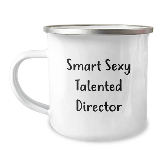 Smart Funny Unique Gifts for Director Friends - Camping Mug, Great Graduation Gifts from Family and Friends, 12 oz Stainless Steel with Enamel Finish - Image 1