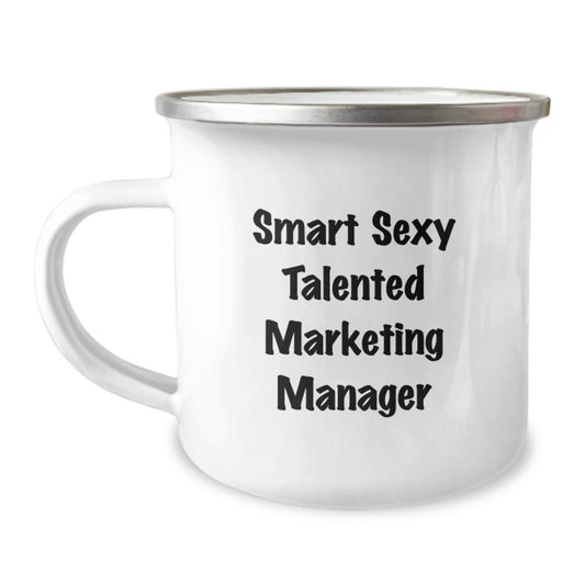 Funny Marketing Manager Gifts for Men Camping Mug, 'Smart Sexy Talented' Quote, Graduation Unique Gifts from Friends - Image 1