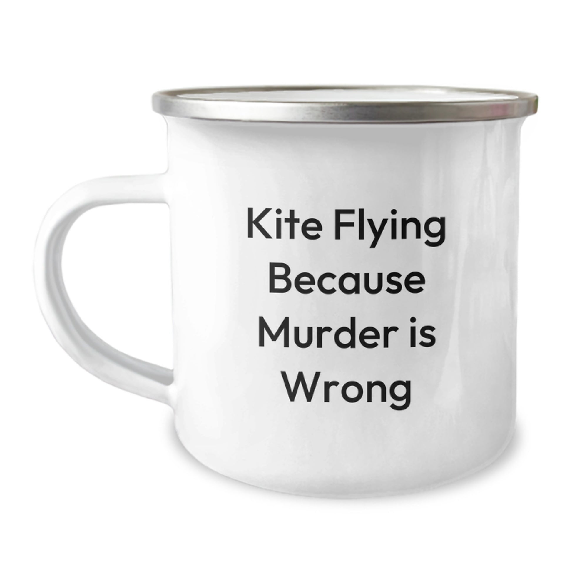 Gifts from Friends for Kite Flying Enthusiasts - Funny Kite Flying Because Murder Is Wrong Camping Mug, Perfect for Graduation Unique Gifts, Outdoor Adventures - Image 1