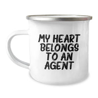 Load image into Gallery viewer, Funny Agent Camping Mug, Unique Valentine's Gifts, 'My Heart Belongs To An Agent', Gifts from Men, Women, Friends, Family to Agent, Men, Women, Friends, Coworkers, Family - Image 1
