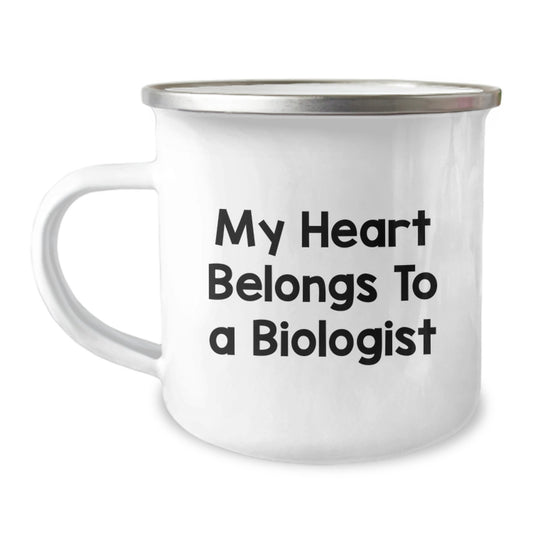 Funny Biologist Gifts for Graduation, 'My Heart Belongs To A Biologist' Camping Mug, Gifts from Friends to Biologist - Image 1