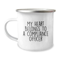 Load image into Gallery viewer, Funny Compliance Officer Gifts from Men, Unique Valentine's Gifts for Compliance Officer, My Heart Belongs To A Compliance Officer Camping Mug - Funny Gift for Him - Image 1

