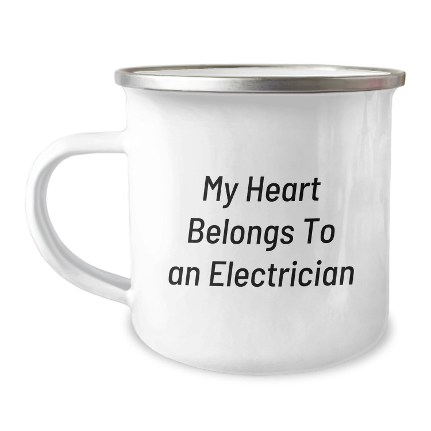 Funny Electrician Gifts from Men, Unique Valentine's Unique Gifts for Electrician, Camping Mug with Quote 'My Heart Belongs To An Electrician' - Image 1