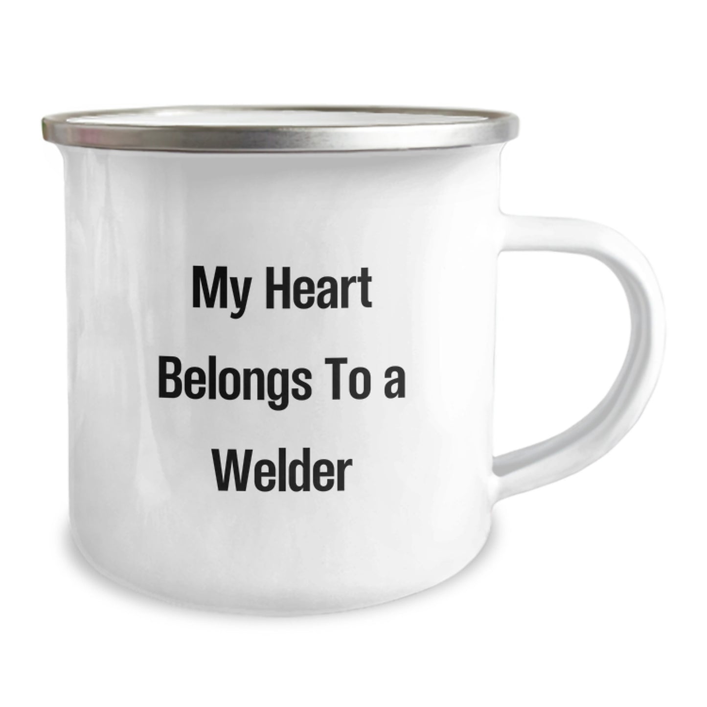 Funny Gifts from Men to Friends - My Heart Belongs To A Welder Birthday Unique Gifts for the Welder Camping Mug - Image 2