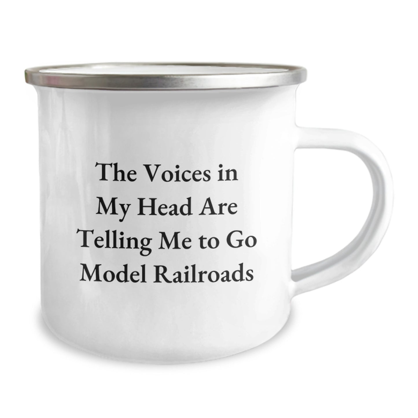 Funny Model Railroads Birthday Unique Gifts from Friends to Model Railroads Enthusiasts - The Voices In My Head Are Telling Me To Go Model Railroads - Camping Mug - Image 2