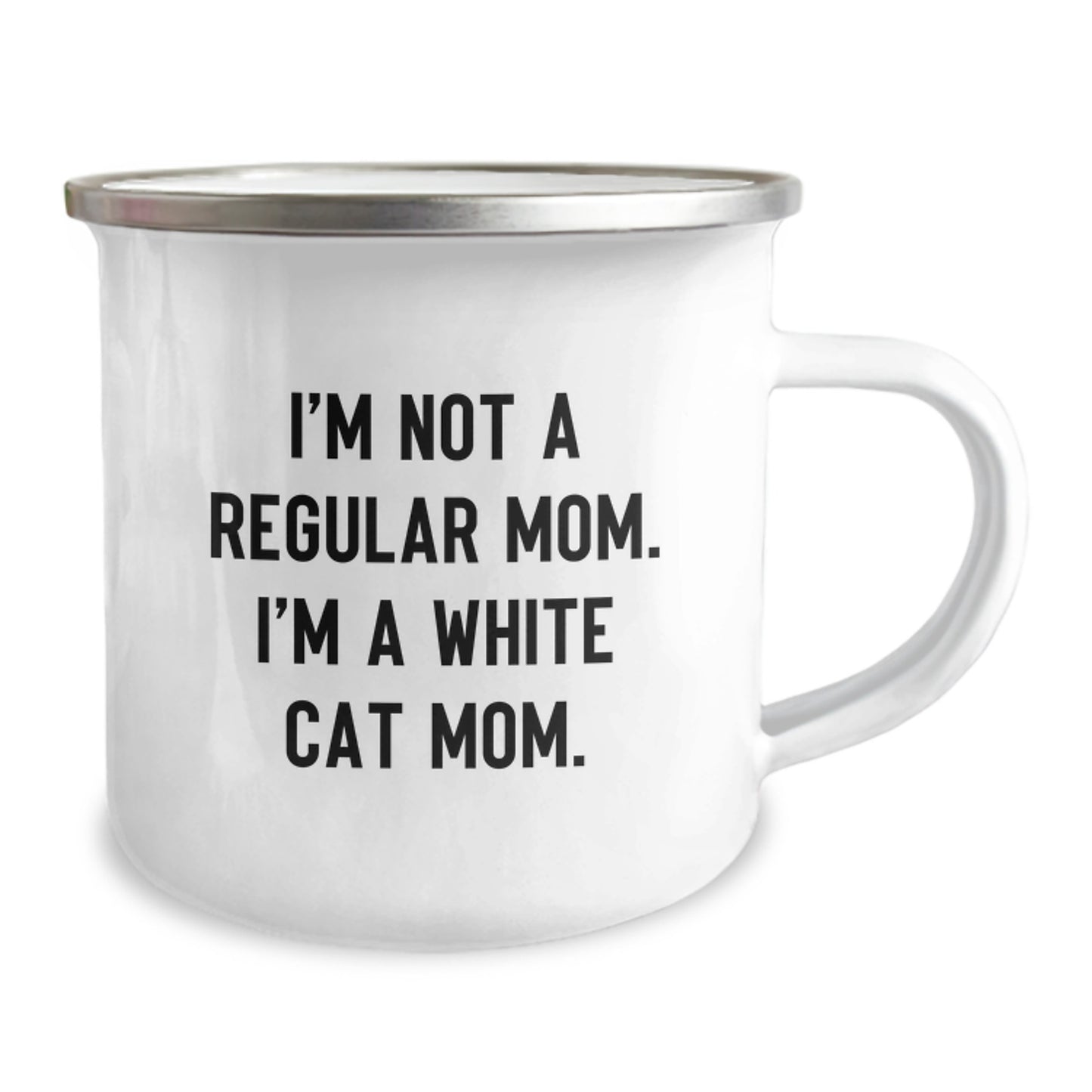 Funny White Cat Mom Graduation Gifts from Mom to White Cat Lover Camping Mug - Image 2