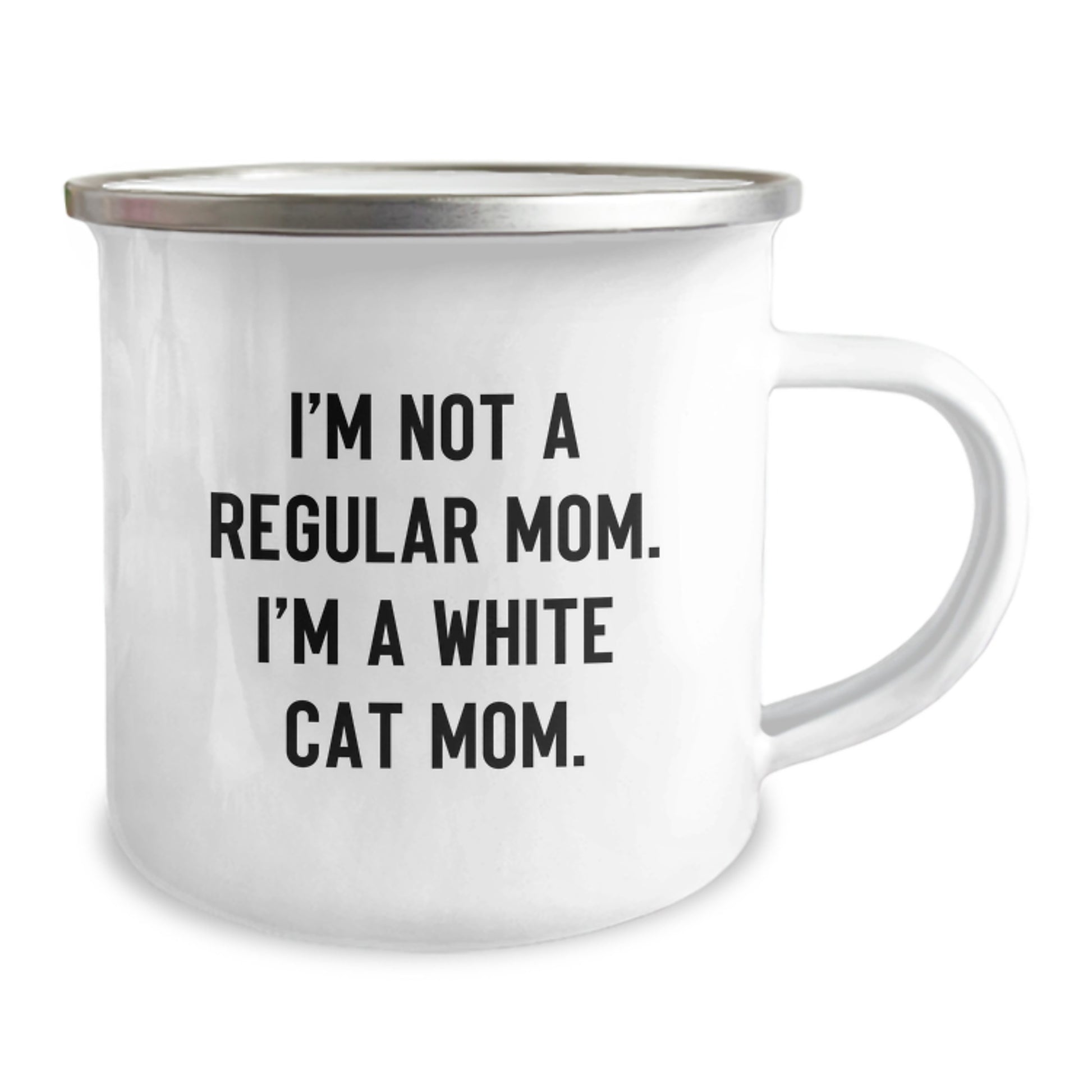 Funny White Cat Mom Graduation Gifts from Mom to White Cat Lover Camping Mug - Image 2