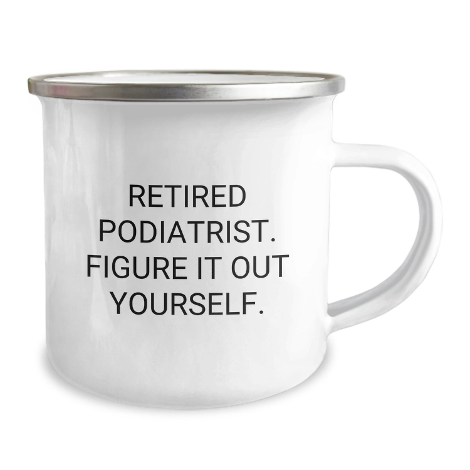 Funny Gifts from Friends to Podiatrist Graduation Unique Mugs, Cute Quote - 'Retired Podiatrist. Figure It Out Yourself.' Camping Mug - Image 2