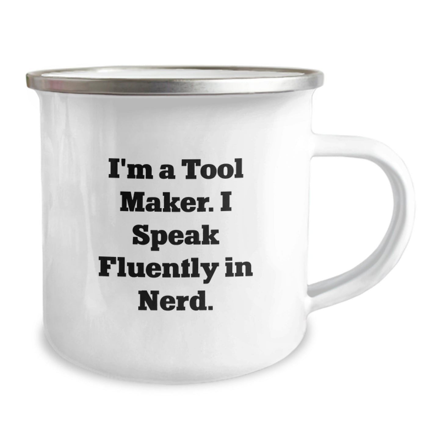 Funny Gift for Tool Maker Men - 'I Speak Fluently In genius' Enamel Camping Mug, Stainless Steel, 12 oz, Unique Graduation Gifts from Friends - Image 2