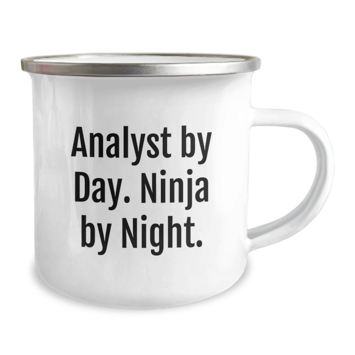 Funny Analyst Gifts from Family for Graduation Unique Gifts, Camping Mug, 'Analyst By Day. Ninja By Night. - Image 2